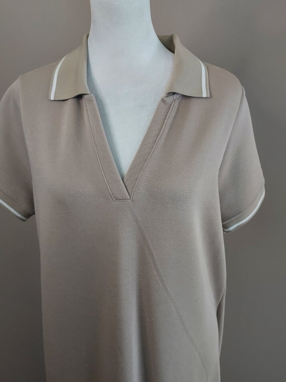 Spanx Air Essentials Pique Polo Midi Dress in Ashwood Size Large - Picture 3 of 12